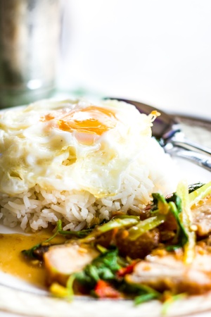 Basil Fried Rice with pork for Thai spicy food の写真素材