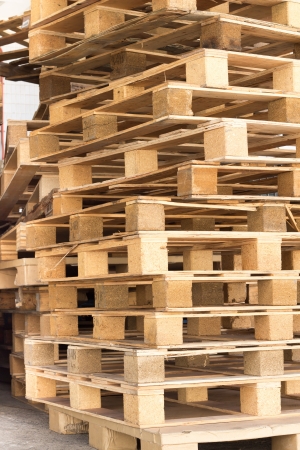 detail of stock wood pallet under sun lightの写真素材