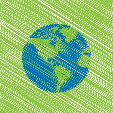 hand drawn globe eco doodlesのイラスト素材