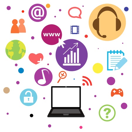 Social network background with media iconsのイラスト素材