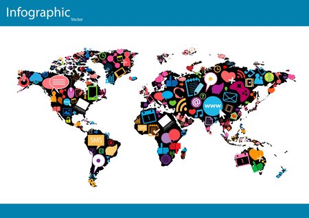 Social network map background infographicsのイラスト素材