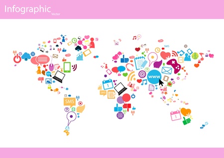 Social network map background infographicsのイラスト素材
