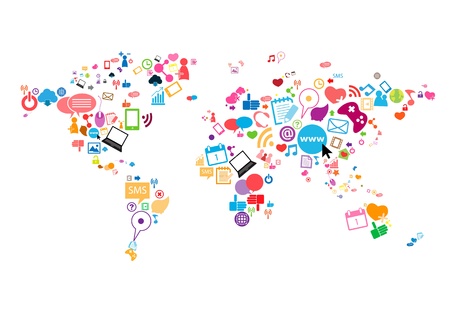 Social network map background infographicsのイラスト素材