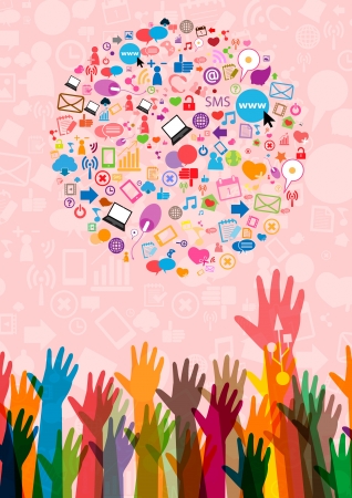 Social network background with media iconsのイラスト素材
