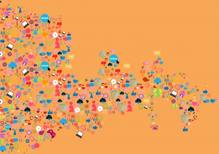 Social network background with media icons  Vector illustrationのイラスト素材