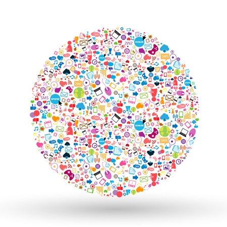 Social network background with media icons. Vector illustrationのイラスト素材