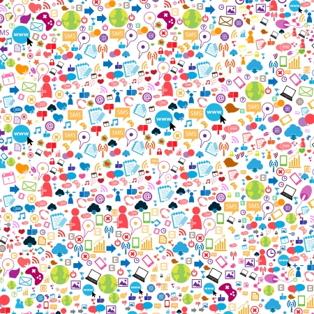 Social network background with media icons. Vector illustrationのイラスト素材