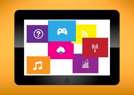 Black tablet pc on white background - like generic portable notebookのイラスト素材