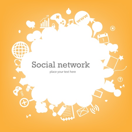 Social network background with media icons. Vector illustrationのイラスト素材