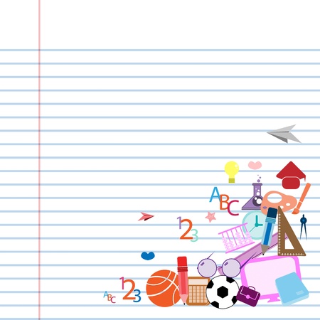 seamless pattern with colorful school icons on background with media iconsのイラスト素材