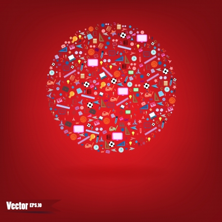 seamless pattern with colorful school icons on background with media iconsのイラスト素材