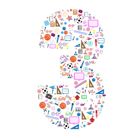 colorful school number background with media iconsのイラスト素材