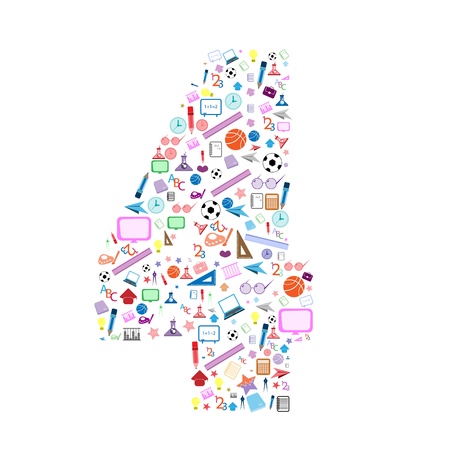 colorful school number background with media icons