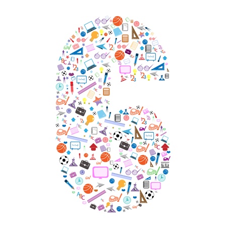 colorful school number background with media iconsのイラスト素材