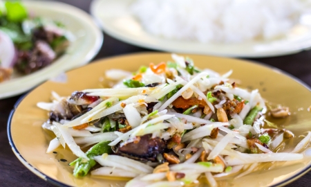 papaya salad with horse crabの写真素材