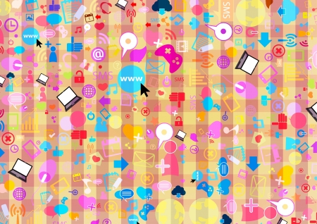 Social network background with media iconsのイラスト素材