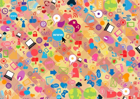 Social network background with media iconsのイラスト素材