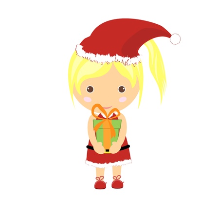 Women who wear the costume of Santa Claus and gifts.のイラスト素材