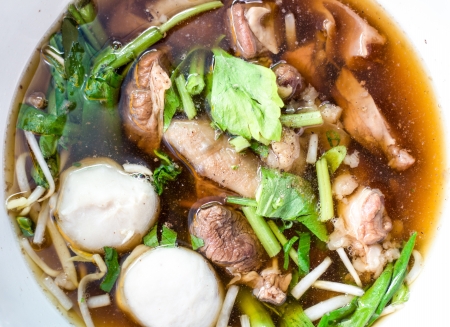 Thai Noodle Soup with Meatの写真素材