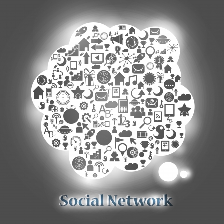 Social network background with media iconsのイラスト素材