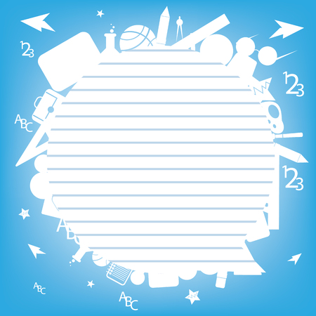 Pattern book with colorful school icons on backgroundのイラスト素材