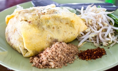 Thailand's national dishes, stir-fried rice noodles (Pad Thai)の写真素材