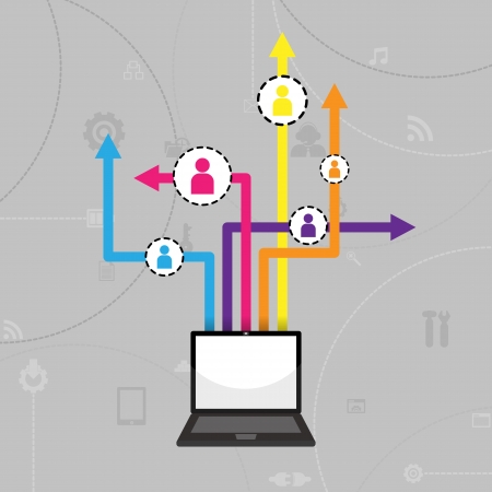 Abstract background Arrow Notebook, Social network background with media iconsのイラスト素材