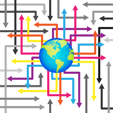 Abstract background Arrow World, Social network background with media iconsのイラスト素材