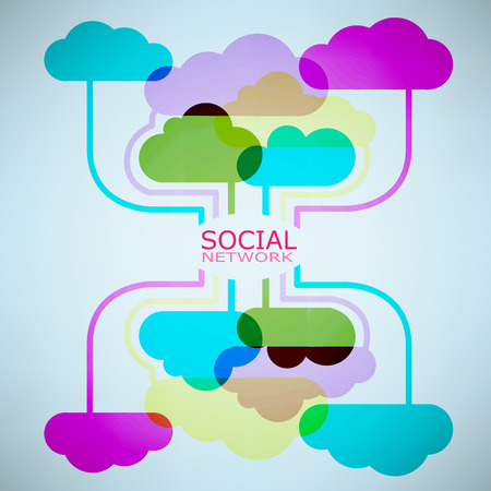 Template design Cloud idea with social network icons backgroundのイラスト素材