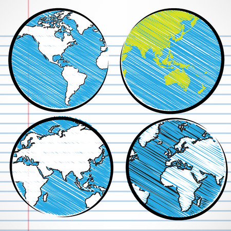 Planet earth hand writing world mapのイラスト素材