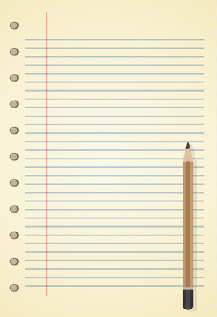 blank realistic spiral notepad notebook and pencil vectorのイラスト素材