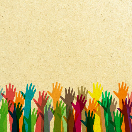 Hands of different colors. cultural and ethnic diversity, vector illustrationのイラスト素材