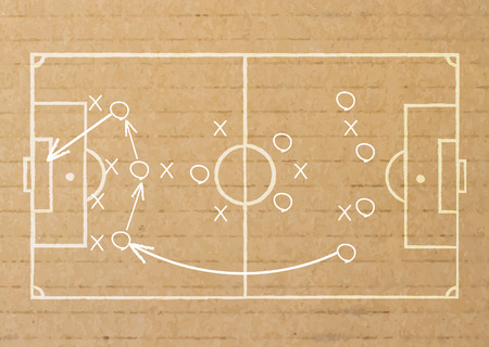 Paper stick drawing a soccer game strategy.のイラスト素材