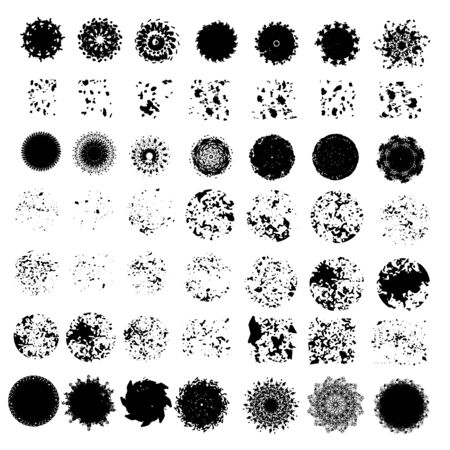 Vector large set different grunge brush strokes.のイラスト素材