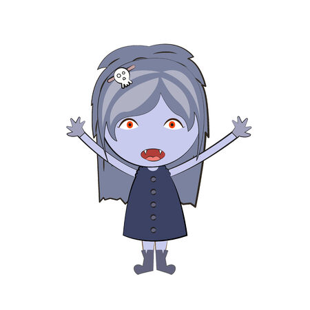 cartoon happy vampire girl Cute doodles drawingsのイラスト素材