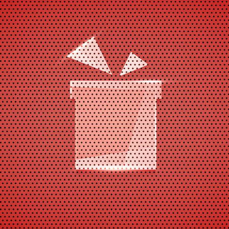 Gift icon metal red texture background, vector illustrationのイラスト素材