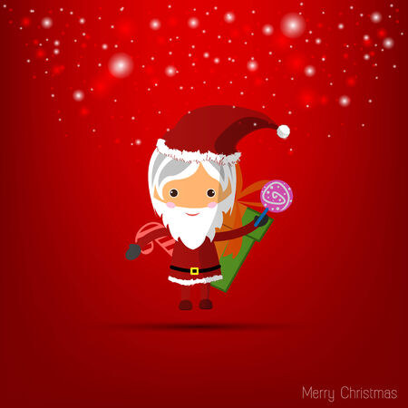 Vector Santa Girl Claus. Vector illustration for christmas card.のイラスト素材
