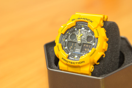 Thailand - SEP 19 2014, Wristwatch Casio G-Shock Standard Analog-Digital à¸£à¸¸à¹à¸ GA-100A-9Aのeditorial素材