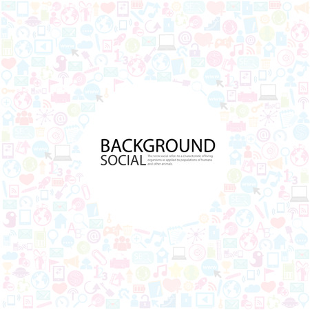 Template design Businessman thinking idea with social network icons backgroundのイラスト素材