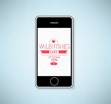 Phone show valentine`s day up to sale 50%. のイラスト素材