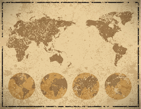 world map in vintage pattern paper, vector illustrationのイラスト素材