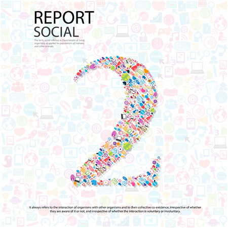 Social network number background with media iconsのイラスト素材