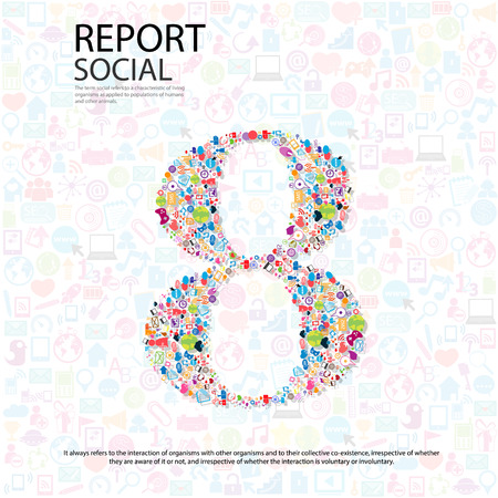 Social network number background with media iconsのイラスト素材