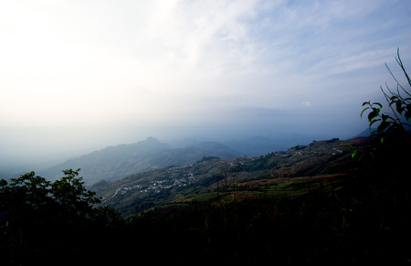 Beautiful angle past village Phu Thap Boek at Phetchabun in a dark cornerの写真素材