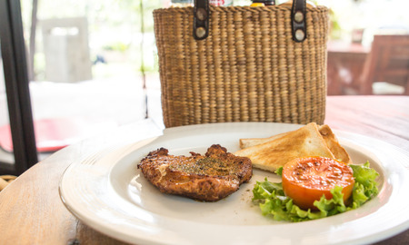 Fried pork chop, mashed potatoの写真素材