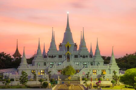 Pagoda wat asokaram Temple Thailand Evening light
