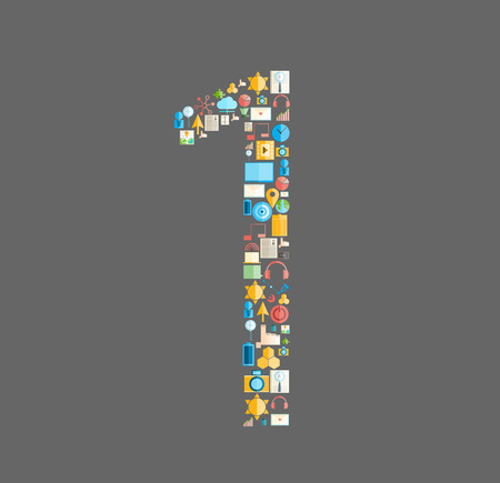 One number social network with media icons, vector illustrationのイラスト素材