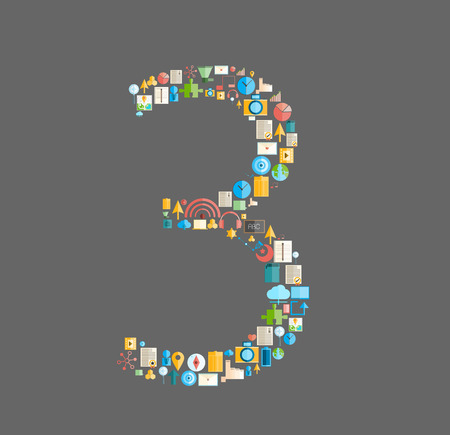 Three number social network with media icons, vector illustrationのイラスト素材