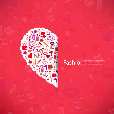 Fashion and Cosmetic, make up and beauty icons and background report.のイラスト素材