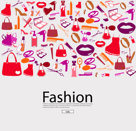 Cosmetic, make up and beauty icons and background report.のイラスト素材